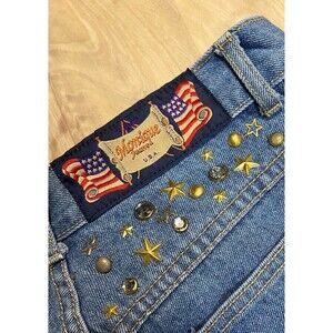 Monique Vintage Mom Jeans Stars And Rhinestones Size 13 / 14 High Waist Tapered